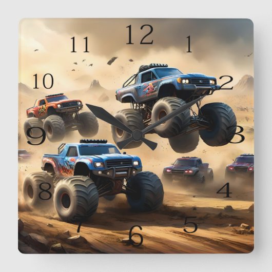 Monster Trucks Mayhem, Quadratische Wanduhr (Vorderseite)