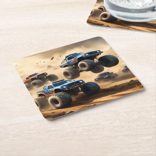 Monster Trucks Mayhem, Rechteckiger Pappuntersetzer (angewinkelt)