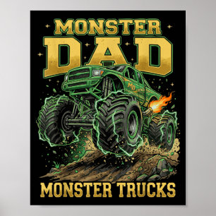 Monster Trucks Papa Familie Passende Fathers Day u Poster