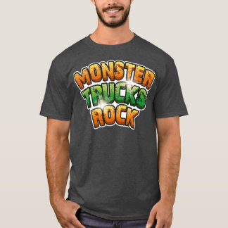 Monster Trucks Rock Green und Orange Rock Text T-Shirt