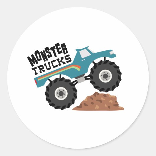 Monster Trucks Runder Aufkleber (Vorderseite)