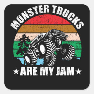 Monster Trucks sind meine Jam Kids Quadratischer Aufkleber