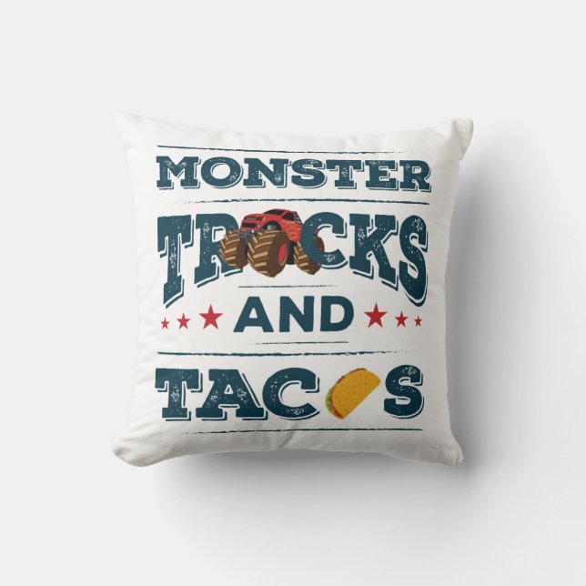 Monster Trucks und Tacos Kissen (Vorderseite)