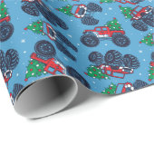 Monster Trucks und Weihnachtsbaummuster Geschenkpapier (Rolleneckpunkt)