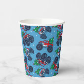 Monster Trucks und Weihnachtsbaummuster Pappbecher (Links)