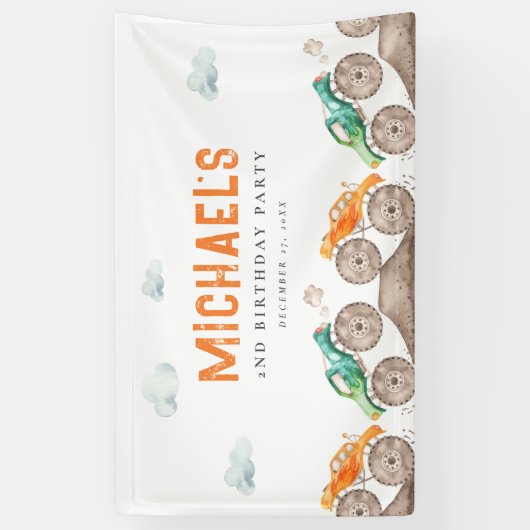 Monster Trucks zum Geburtstag Banner (Vertikal)