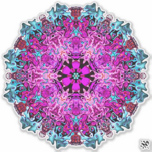 Monster und eine Blume (abstraktes Muster) v1.1 Aufkleber (Vorderseite)