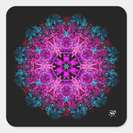 Monster und eine Blume (abstraktes Muster) v1 Quadratischer Aufkleber