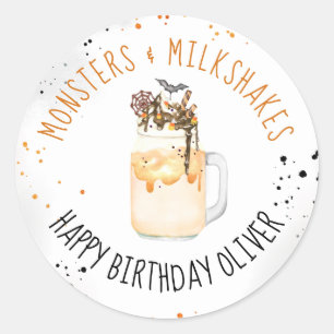 Monster und Milkshakes Halloween Geburtstagsparty Runder Aufkleber