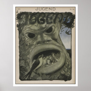Monster und Vogelbabys - Kunst Nouveau - Jugend Poster