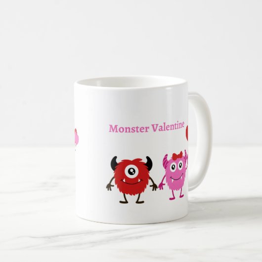 Monster Valentine mit Niedlichen Monstern Kaffeetasse (VorderseiteRechts)
