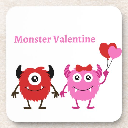 Monster Valentine mit zwei Niedlichen Monstern Getränkeuntersetzer (Vorderseite)