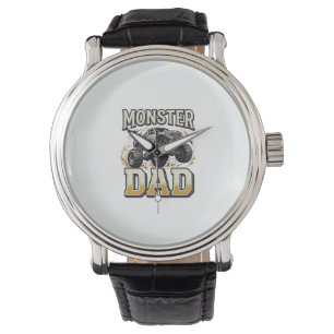 Monster-Vater Monster-Truck Vintage-Vector-Shirt D Armbanduhr