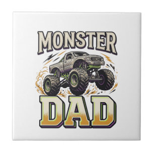 Monster-Vater Monster-Truck Vintage-Vector-Shirt D Fliese
