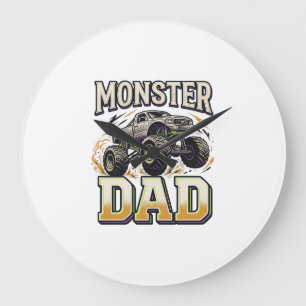 Monster-Vater Monster-Truck Vintage-Vector-Shirt D Große Wanduhr