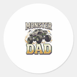 Monster-Vater Monster-Truck Vintage-Vector-Shirt D Runder Aufkleber