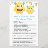 Monster, wie gut du Baby-Dusche-Spiel weißt (Vorderseite)