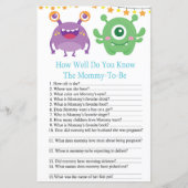 Monster WIE GUT KENNST DU Baby-Dusche-Spiel (Vorderseite)