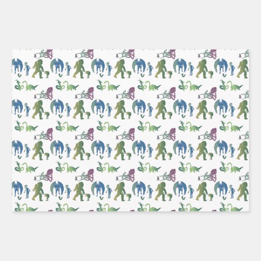 Monster Wiedersehen Funny Ombre Mythische Kreatur Geschenkpapier Set (Vorderseite)