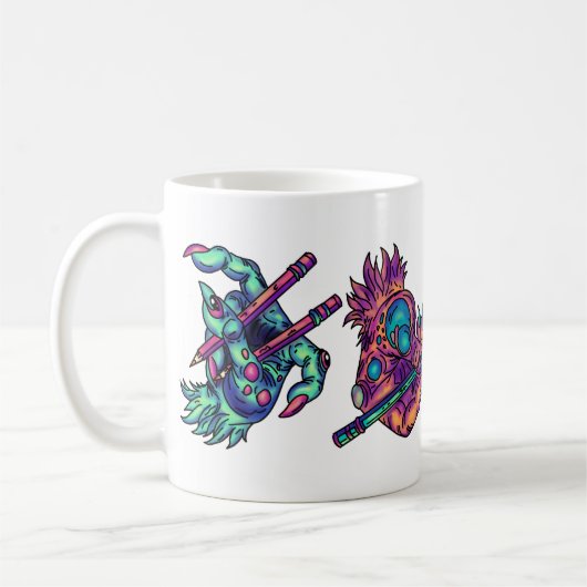 Monster Zeichne Hände Kaffeetasse (Links)