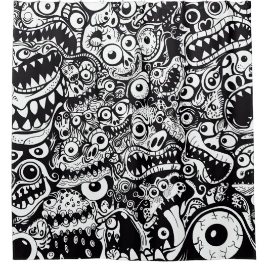 Monster zeichnen hässlich abstrakte, spöttisch beä duschvorhang (Vorderseite)