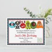 Monster zum Geburtstag Einladung (Stehend Vorderseite)