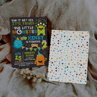 Monster zum zweiten Geburtstag Einladung, Monster  Einladung