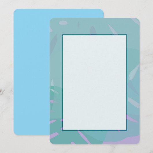 Monstera Abstrakt Blue Einladungen (Vorne/Hinten)