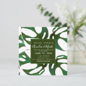 Monstera Adansonii Leaf Brautparty Green Einladung (Stehend Vorderseite)
