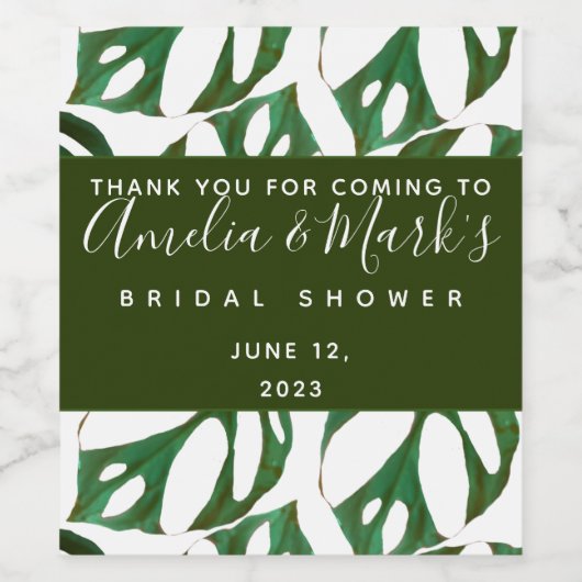 Monstera Adansonii Leaf Brautparty Weinetikett (Einzelnes Label)