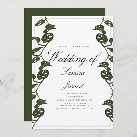 Monstera Adansonii Tropical Botanical Vine Wedding Einladung (Vorne/Hinten)