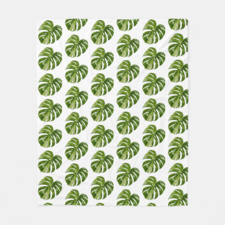Monstera Albo Fleece Blanket
