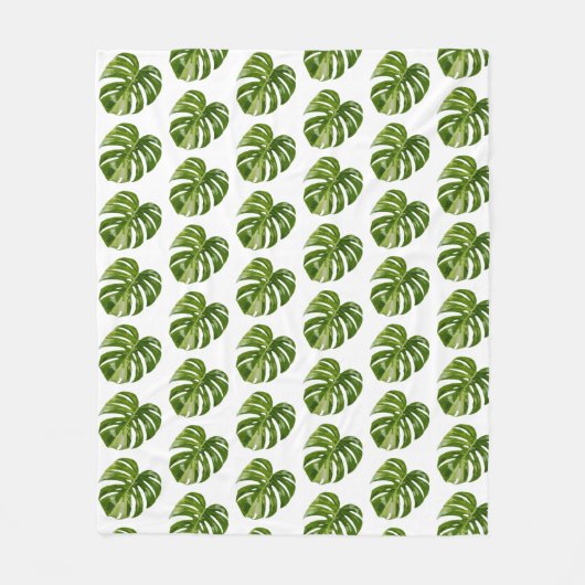 Monstera Albo Fleece Blanket (Vorderseite)