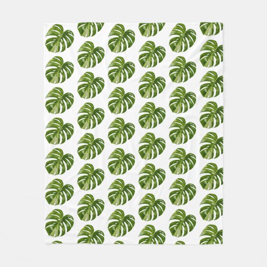 Monstera Albo Fleece-Decke Fleecedecke (Vorderseite)