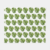 Monstera Albo Fleece-Decke Fleecedecke (Vorderseite (Horizontal))