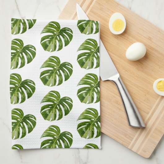 Monstera Albo Kitchen Towel  Geschirrtuch (Viertel Falte)