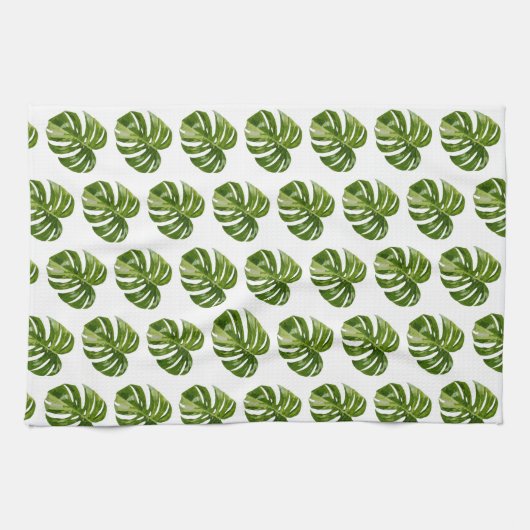 Monstera Albo Tropical Kitchen Decor Geschirrtuch (Horizontal)