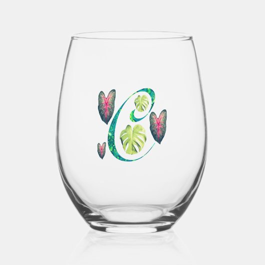 Monstera Alphabet "C" Weinglas Ohne Stiel (Vorderseite)