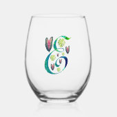 Monstera Alphabet "E" Weinglas Ohne Stiel (Vorderseite)
