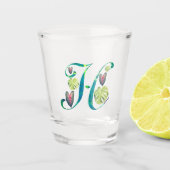 Monstera Alphabet "H" Schnapsglas (Vorderseite)