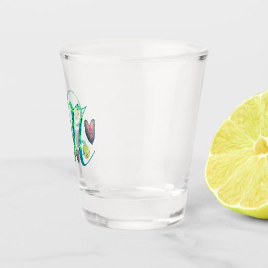 Monstera Alphabet "M" Schnapsglas (Rechts)