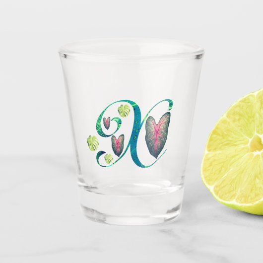 Monstera Alphabet "X" Shot glass Schnapsglas (Vorderseite)