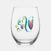 Monstera Alphabet "X" Weinglas Ohne Stiel (Vorderseite)