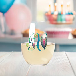 Monstera Alphabet "X" Weinglas Ohne Stiel