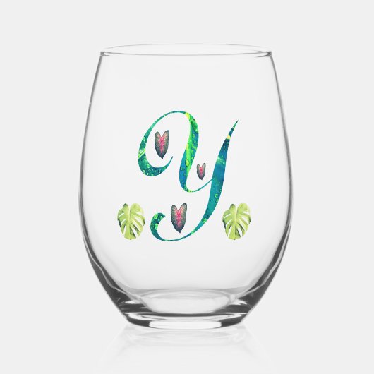 Monstera Alphabet "Y" Weinglas Ohne Stiel (Vorderseite)