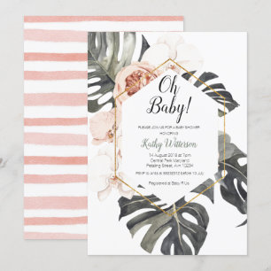 Monstera Aquarell Kinderdusche Einladung