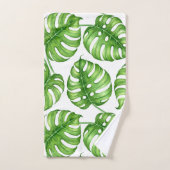 Monstera Aquarellmuster Badhandtuch Set (Handtuch)
