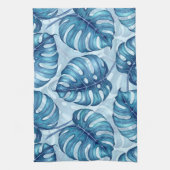 Monstera Aquarellmuster blau Geschirrtuch (Vertikal)