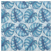 Monstera Aquarellmuster blau Stoff (Muster)