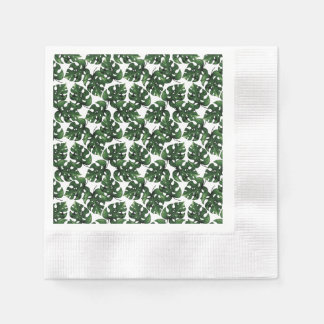 Monstera Aquarellmuster Cocktail Serviette